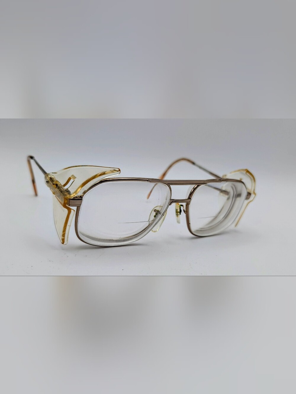 Titmus TP 200 Eyeglass Frame Only Gold Tone Safety Side Shields PC250 Z87 56-16